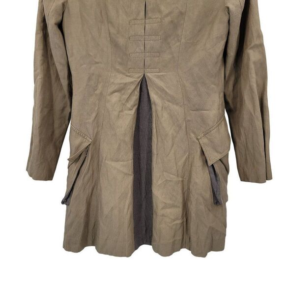 CAbi Sz XS Treasure Hunter Brown Flared Long Button Trench Coat Womens Jacket - Picture 10 of 11